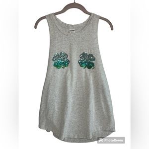 Victoria’s Secret PINK Shamrock St Patrick’s Day Gray Green Sequins Clover M VG